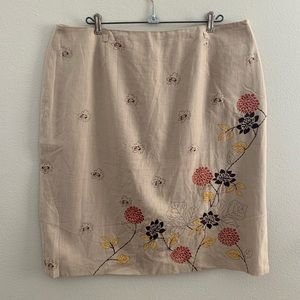 Alfani Embroidered Pencil Skirt, Tan/Floral, Sz 16